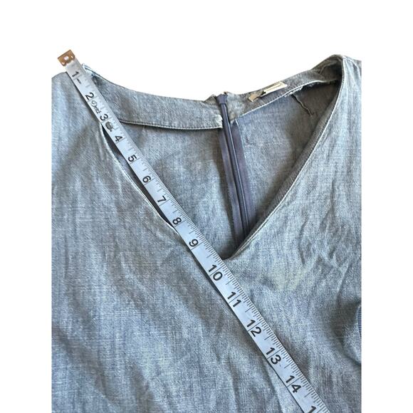 J.Crew Dress Blue Basic Lightweight V-Neck Chambray Ruffle Tie Sleeve Size 6 - Picture 11 of 12